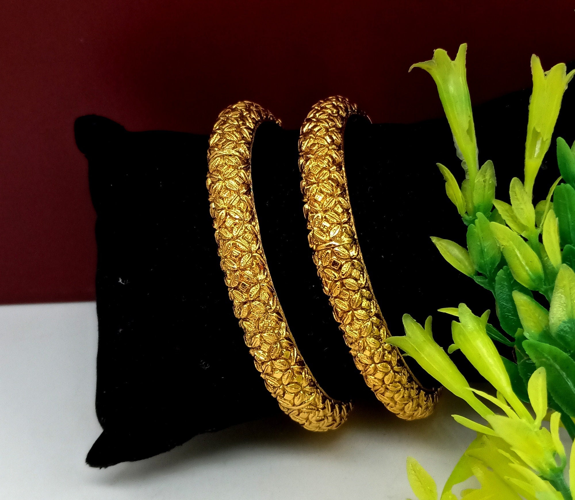 Designer Fancy Bangles gift for Mom sister wife gold Plated Copper