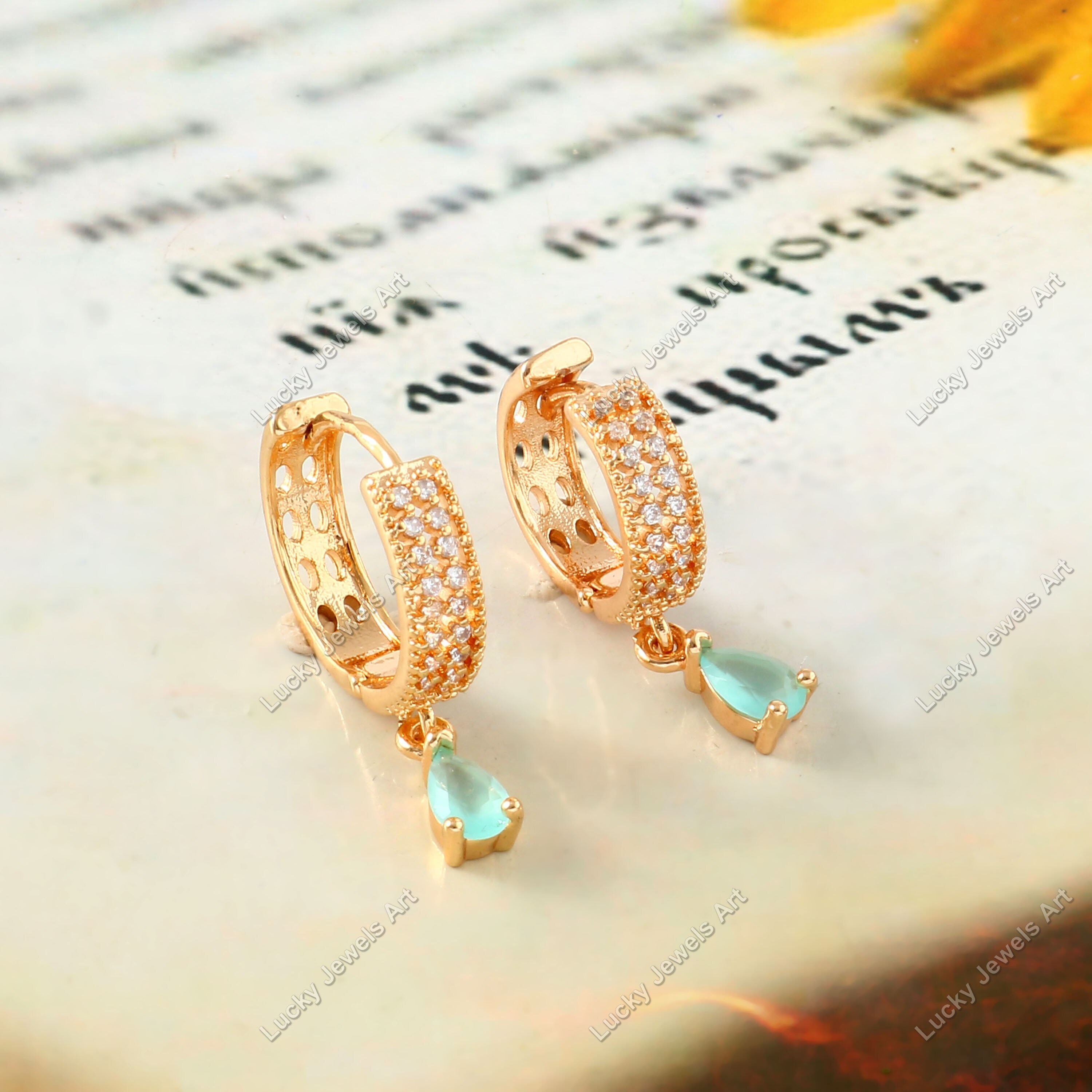 Gold Plated Multi Stone Hoop Earrings: Indian Bridal Jewelry