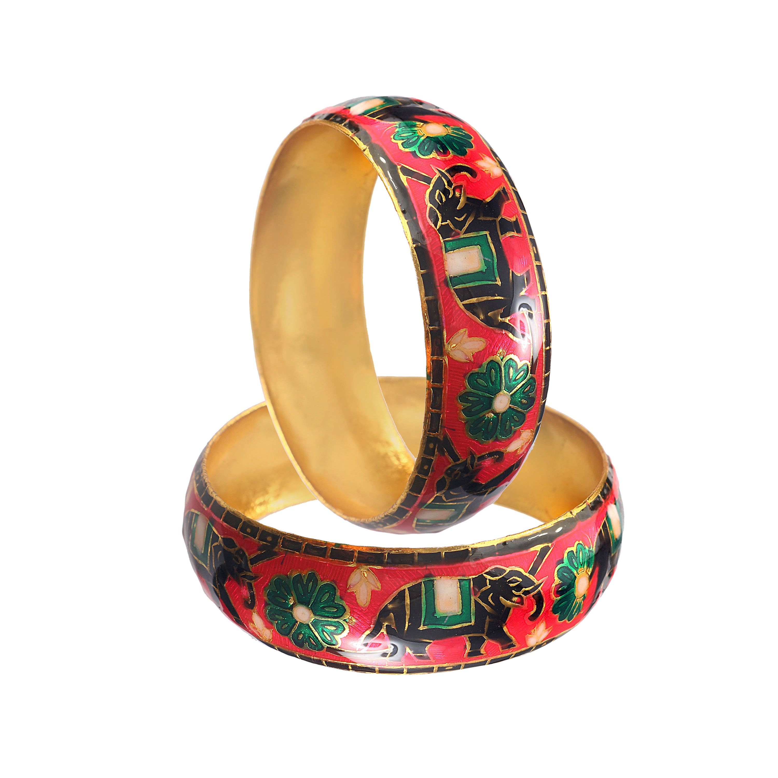 Hand Painted Enamel Bangles: Indian Bridal Jewelry, Gold Plated