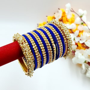 26 Bangle Set, Designer Punjabi Style Pearl Cluster Chura, Indian Bridal Colorful Valvet Bangles, Pakistani Chura, Bridesmaid Party Jewelry