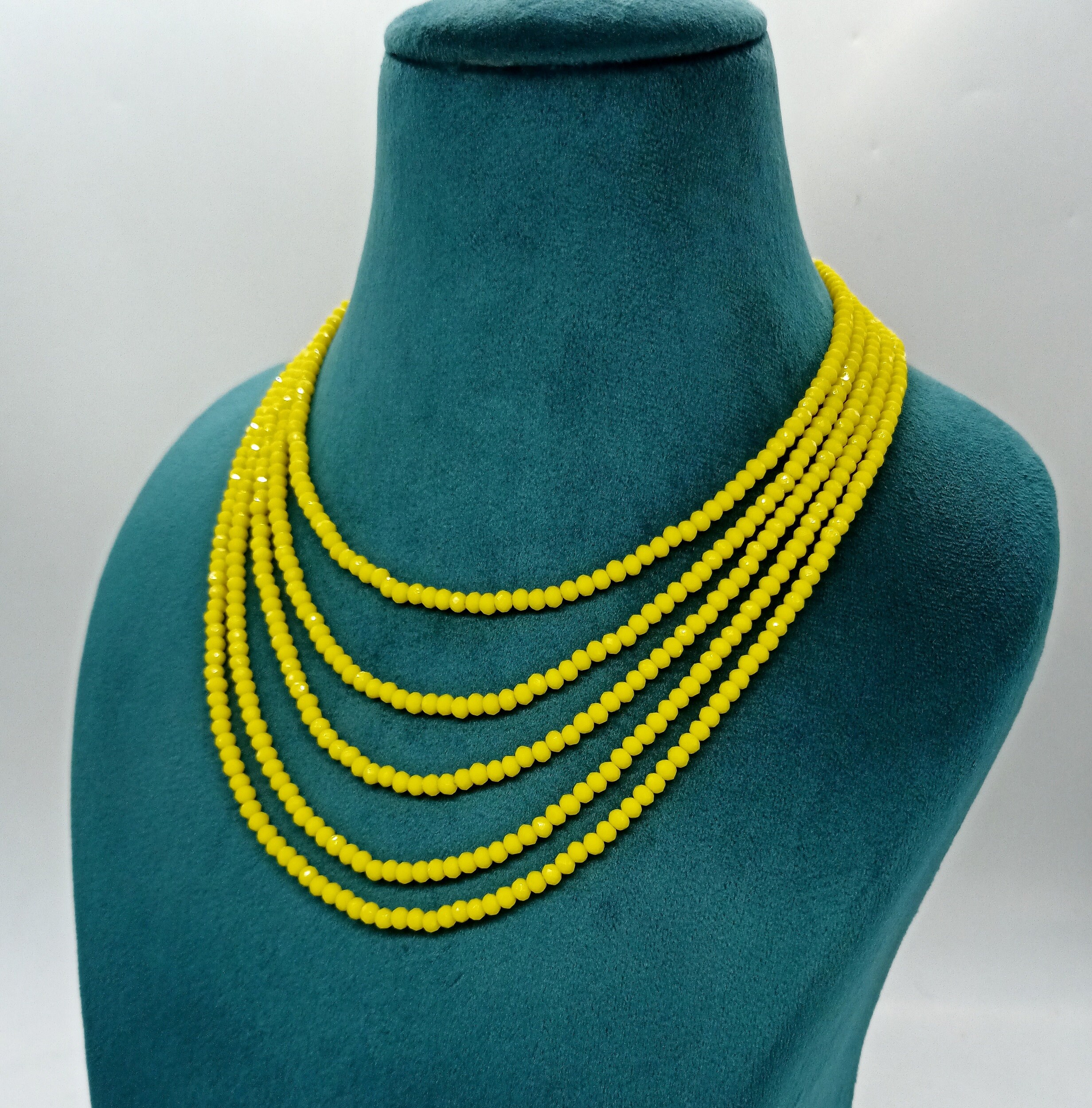 Yellow Beaded Necklace Adjustable Long Necklace Unisex Etsy