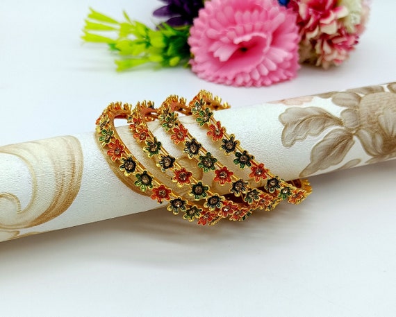 Flower bangles gold outlet