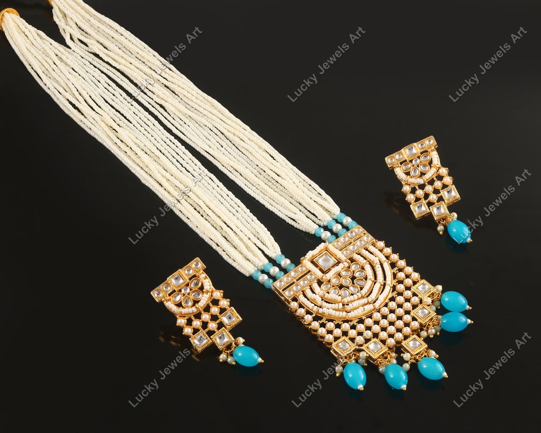 Polki Gajri Studded Necklace Set - 6280