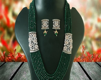 Collar de diamantes Polki: conjunto de joyería nupcial, collar tradicional indio para dama de honor