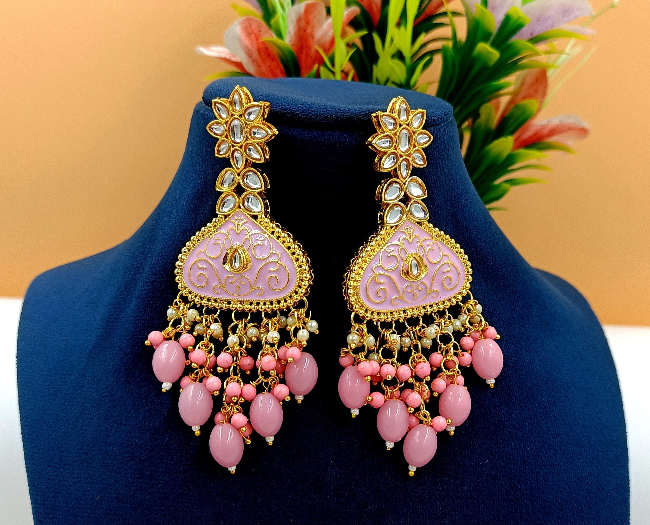 Light Pink and White Open Heart Earrings – Golden Thread, Inc.