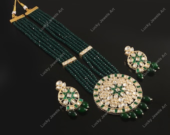 Hand Painted Enamel Beaded Necklace: Kundan Rajwada Bridal Jewelry