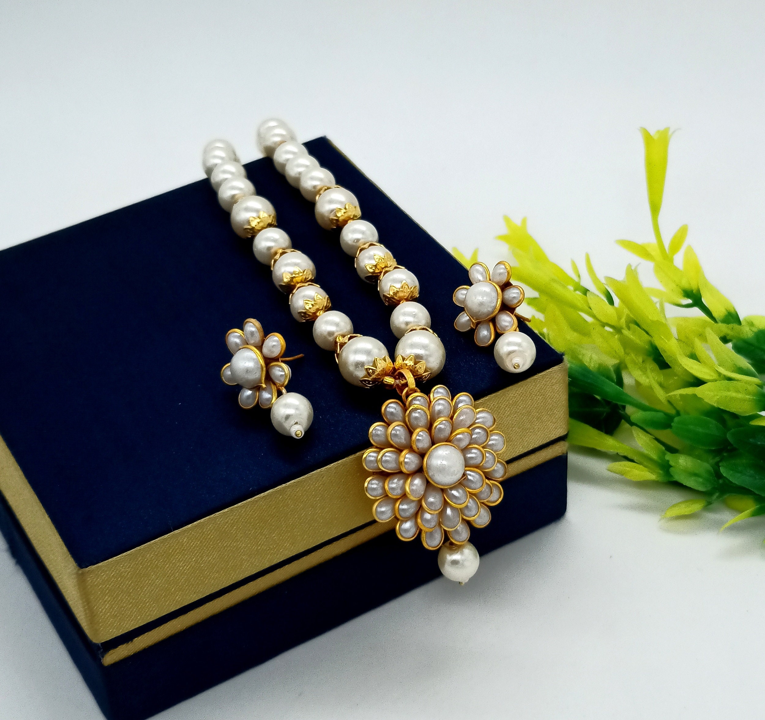Real Pearls Mala Set MN554 » Buy online from ShopnSafe