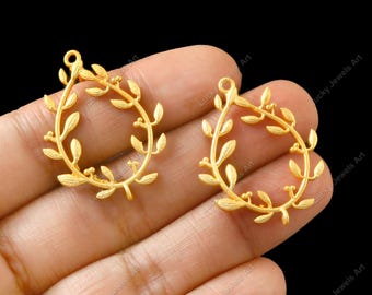 22kt Gold Plated Leaf Earring Posts: Filigree Connectors