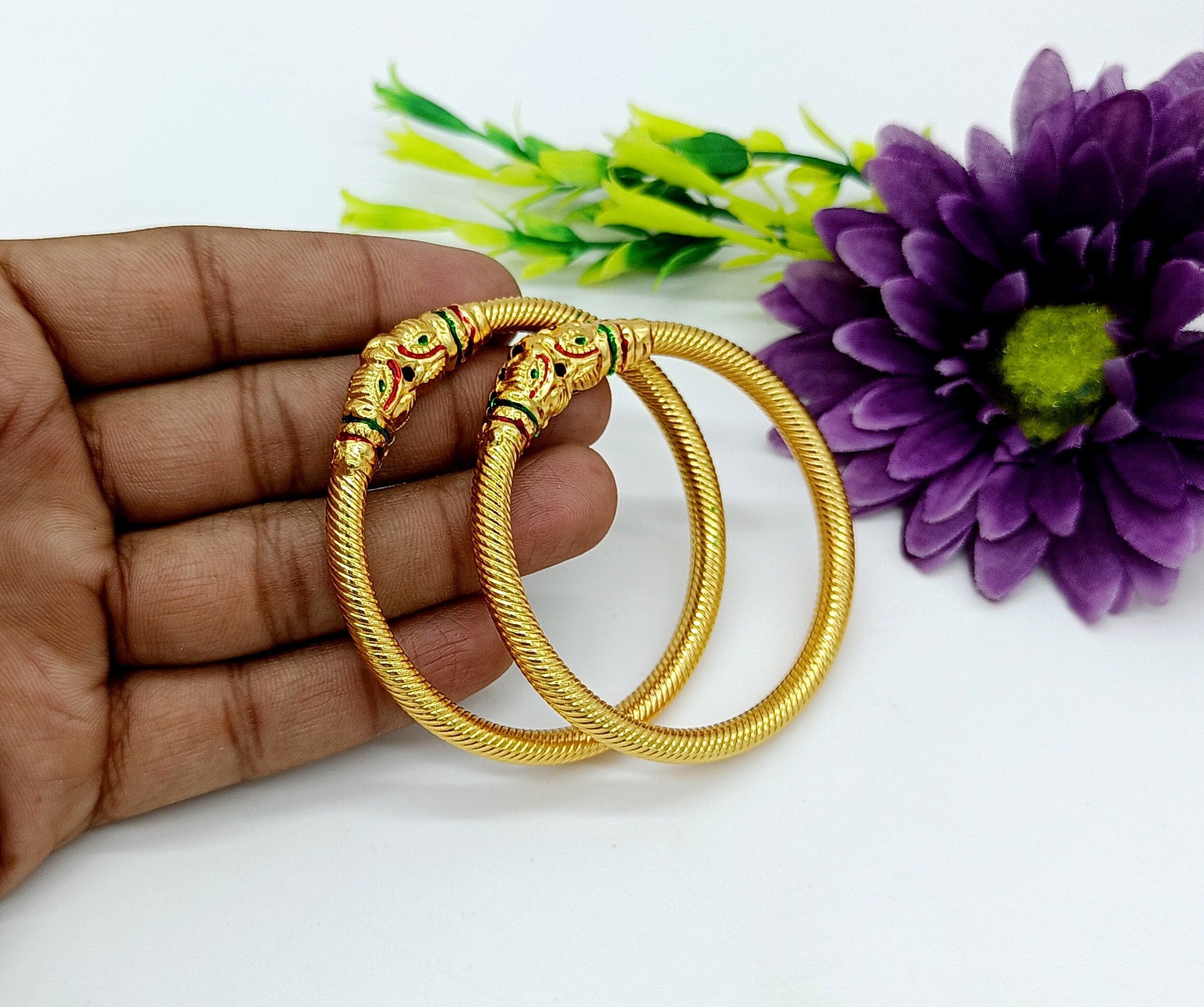 Wear Gold Plated Bangles Adjustable Bangle Gold Bangle Design 2019 Gold  Plated Meenakari Elephant Bangles Designer Kada Bangles Traditional Ethnic  - Main Image