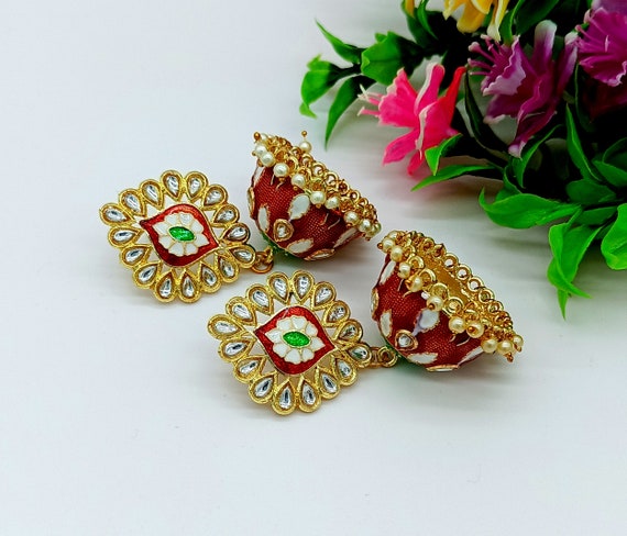 Flower jhumka shop earrings