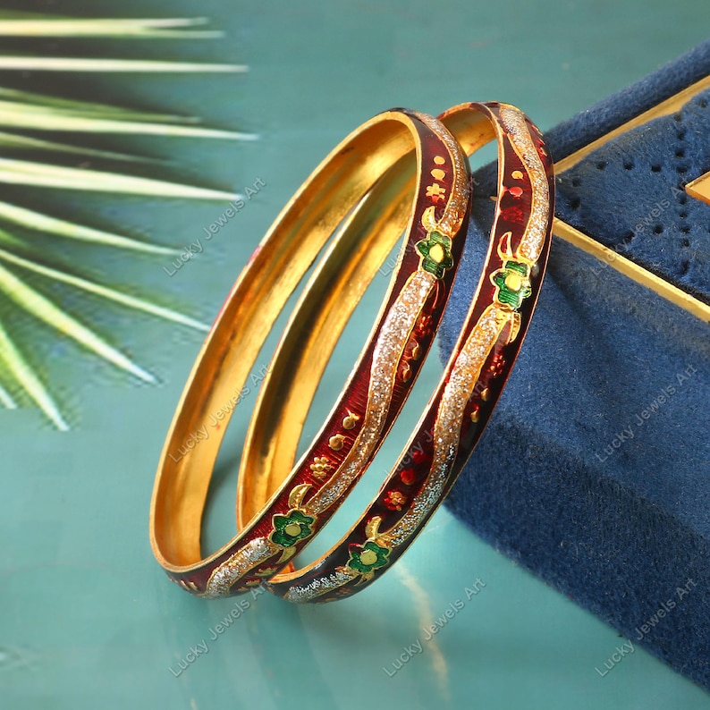 Handmade Multi Enameled Bangles: Indian Bridal Kada Jewelry - Etsy