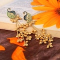 Lightweight Newly Launched Designer Peacock Jhumkas, High Trend Jhumkies, Festive Fusion Kashmiri Inspired Earrings