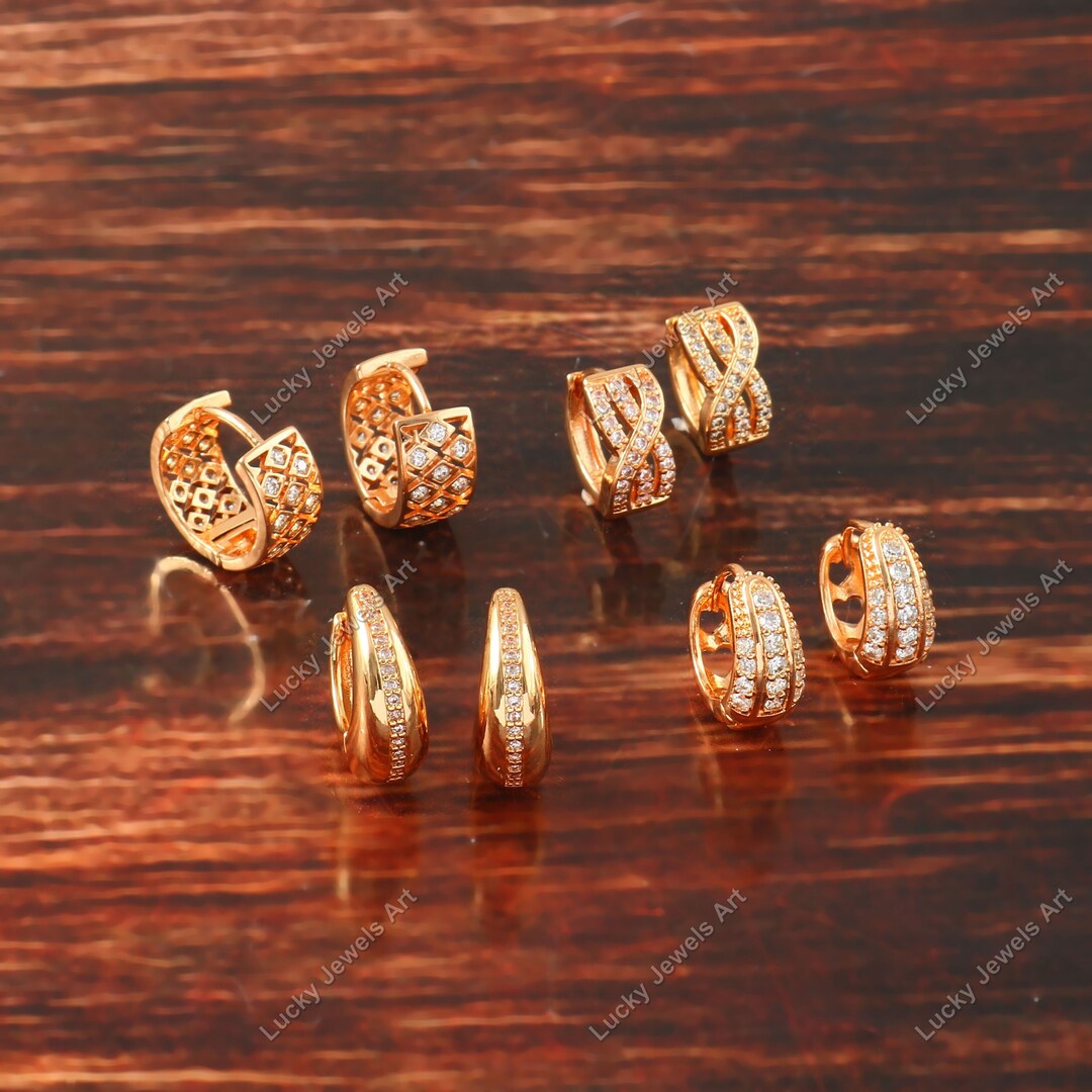 Gold Plated Zircon Hoop Earrings: Indian Bridal Jewelry - Etsy