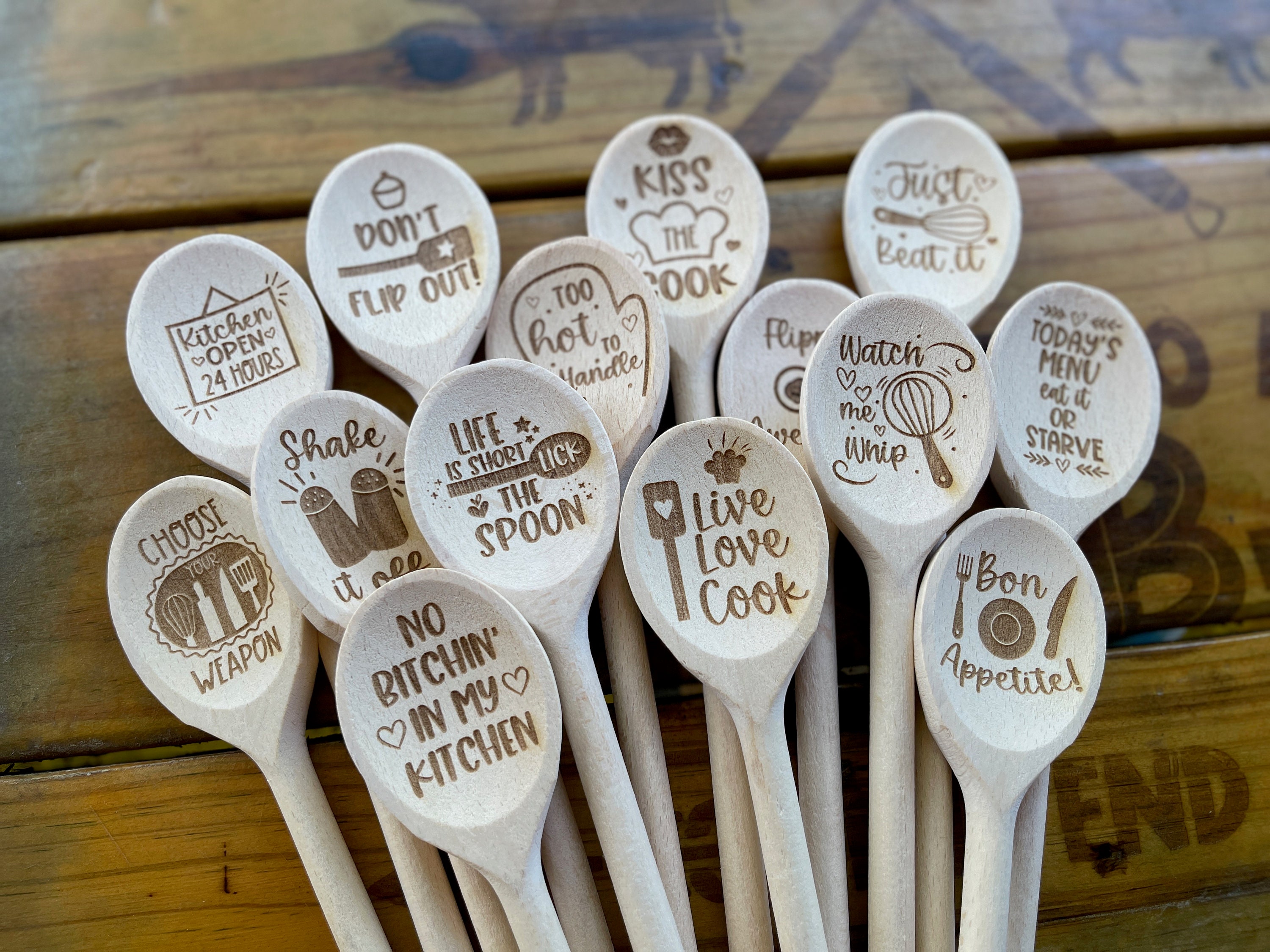 Wooden Kitchen Spoons 30 Designs Etsy