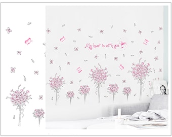 Romantische rosa Blume Wand Aufkleber Home Dekoration Wand abziehbilder