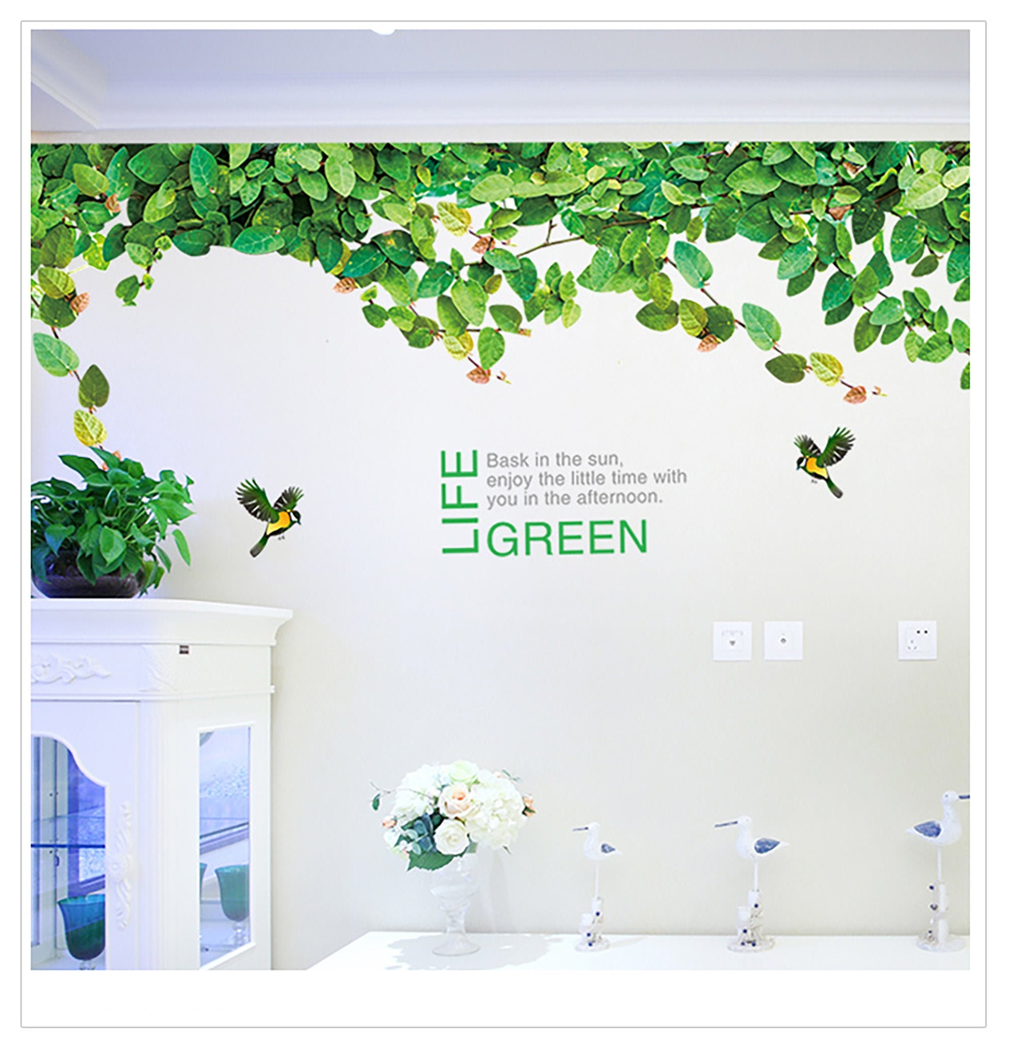 Ivy Wall Decals Pastoral Style Green Plants Wall Stickers Green