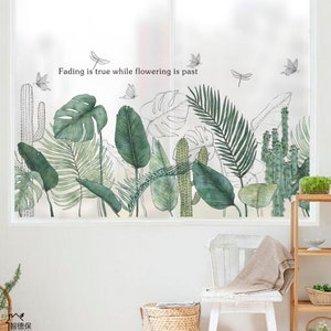 Tropical Plants Banana Leaves Small Plants Wall Sticker Wall Decal Glass Door Sticker Dorm Sticker