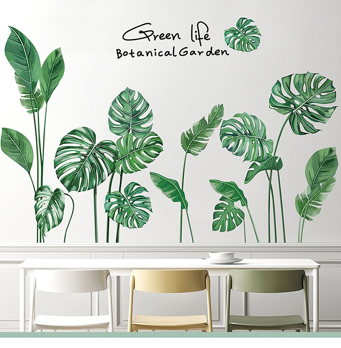 Green Leaf Wall Sticker Bedroom Selfstick Fresh Green Plant Wall Decal