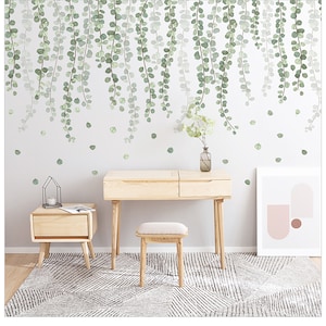 Wall Stickers Green Leaves Small Fresh Glass Door Stickers Living Room Bedroom Sofa Background Kicks Foot Line Decoration Wall Decals