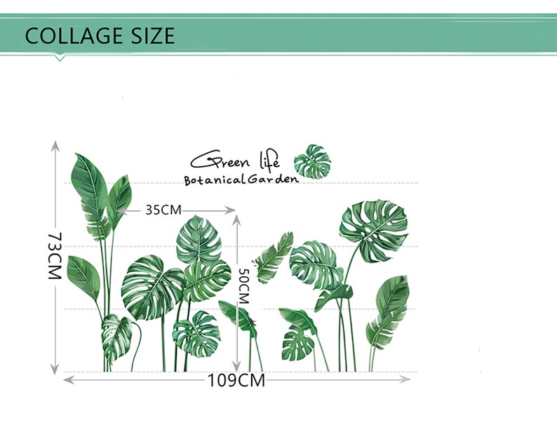 Green Leaf Wall Sticker Bedroom Selfstick Fresh Green Plant Wall Decal