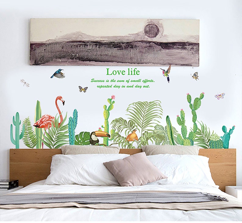 Tropical Green Plant Leaf Wall Sticker Home Wall Decoration Decals - Etsy