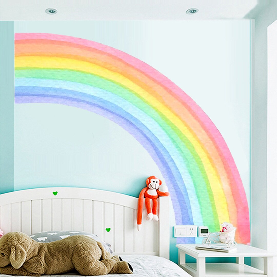 Cartoon Rainbow Wall Decal, Kids Nursery Decor (120x80cm) - Etsy