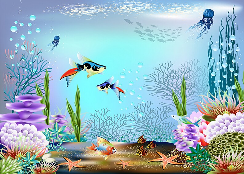 Cartoon Underwater World Backdrop For Photography Little | Etsy