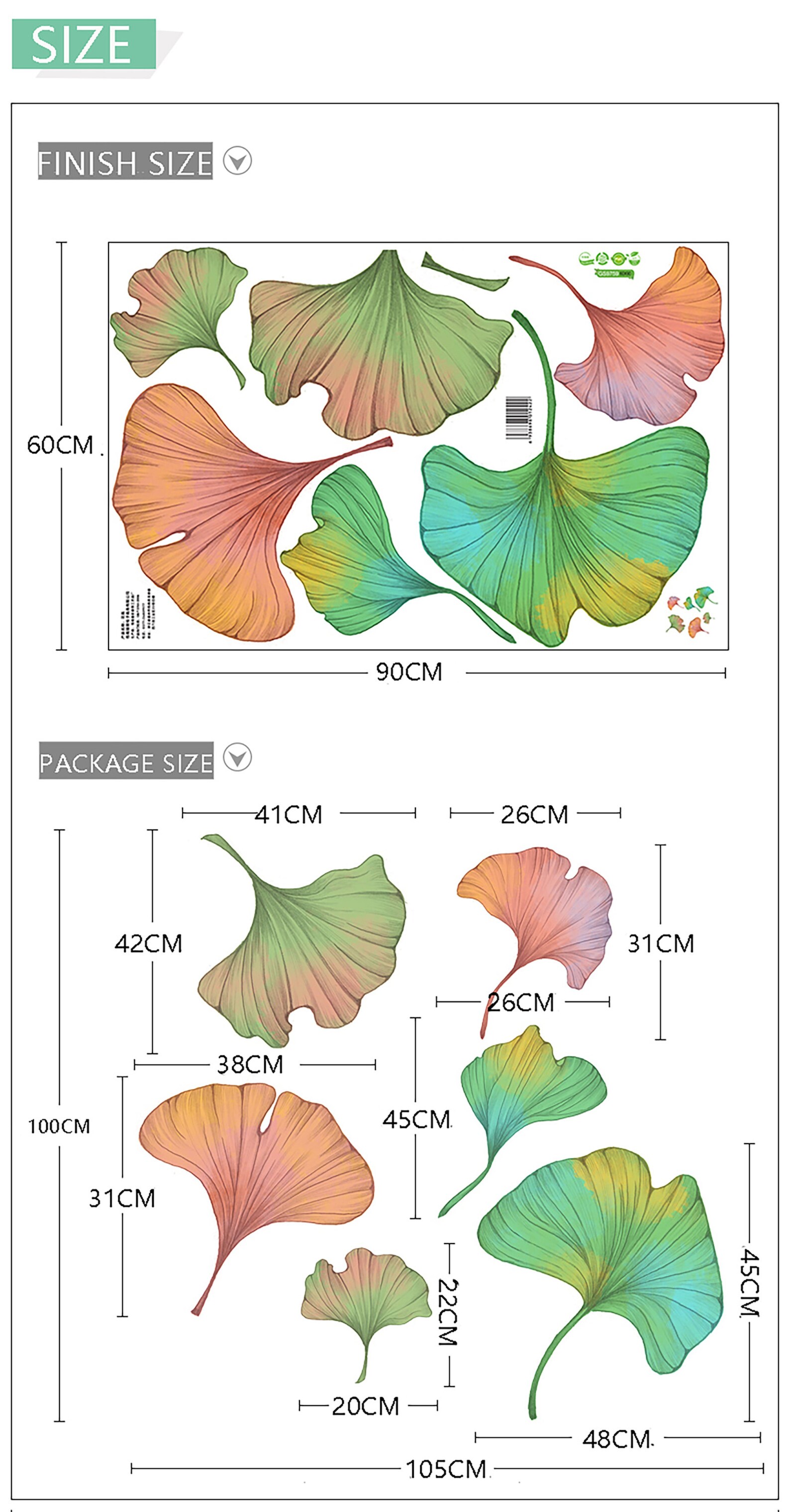 Ginkgo Biloba Wall Stickers Literature And Art Leaves Wall Etsy