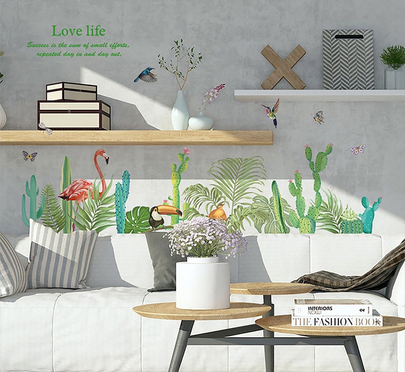 Tropical Green Plant Leaf Wall Sticker Home Wall Decoration Decals - Etsy