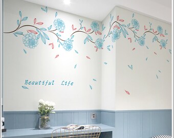 Blue Rose Waterproof Wall Sticker Salon Décoration Décoration Decals Creative And Fresh Wall Art Decals