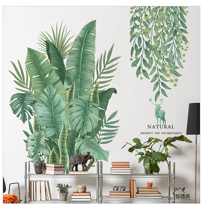 Fresh Banana Leaf Wall Sticker Green Plant Wall Decal Living Etsy