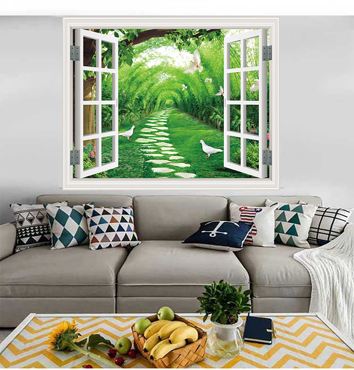 3D Window Wall Sticker Green Quiet Road Wall Decal Home Etsy