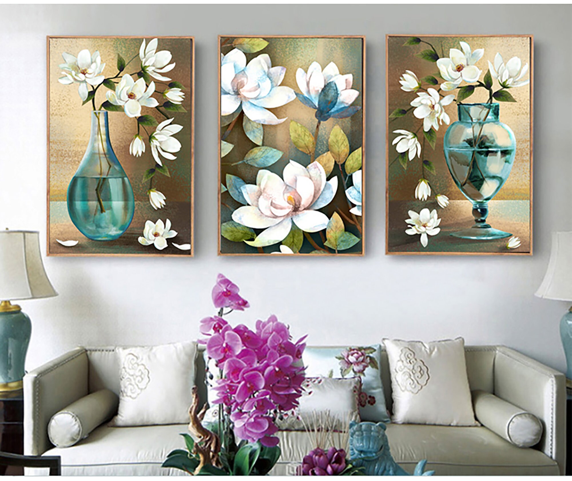 Europe and the United States Oil Painting Glass Vase Orchid Wall ...