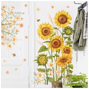 Sunflowers with Small Flowers Door&#39;s Wall&#39;s Wall Decal Wall Stickers
