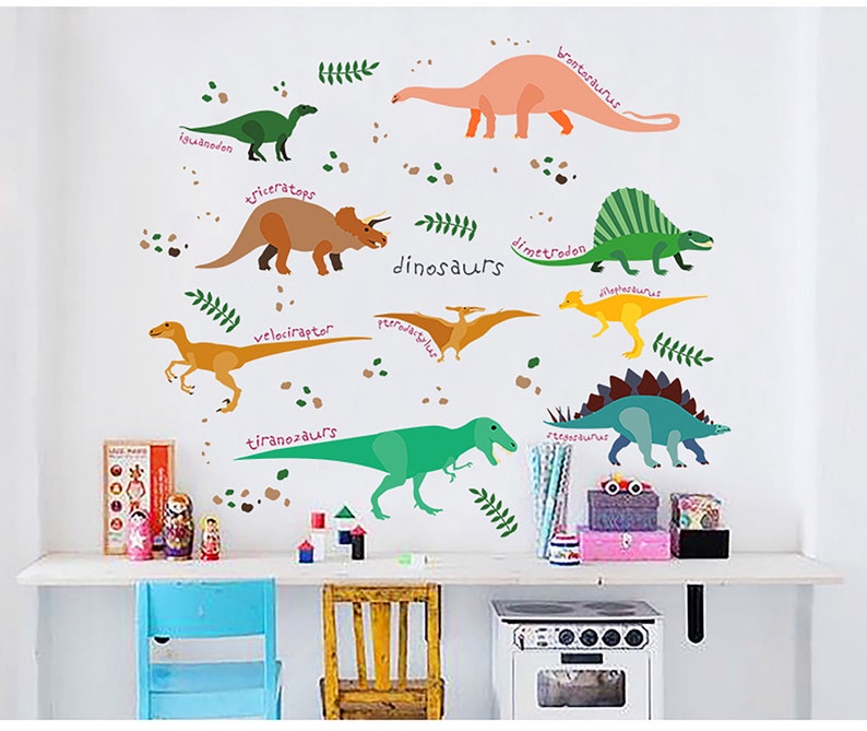 Kindergarten Wall Decoration Self-adhesive Wallpaper Cartoon Dinosaur ...