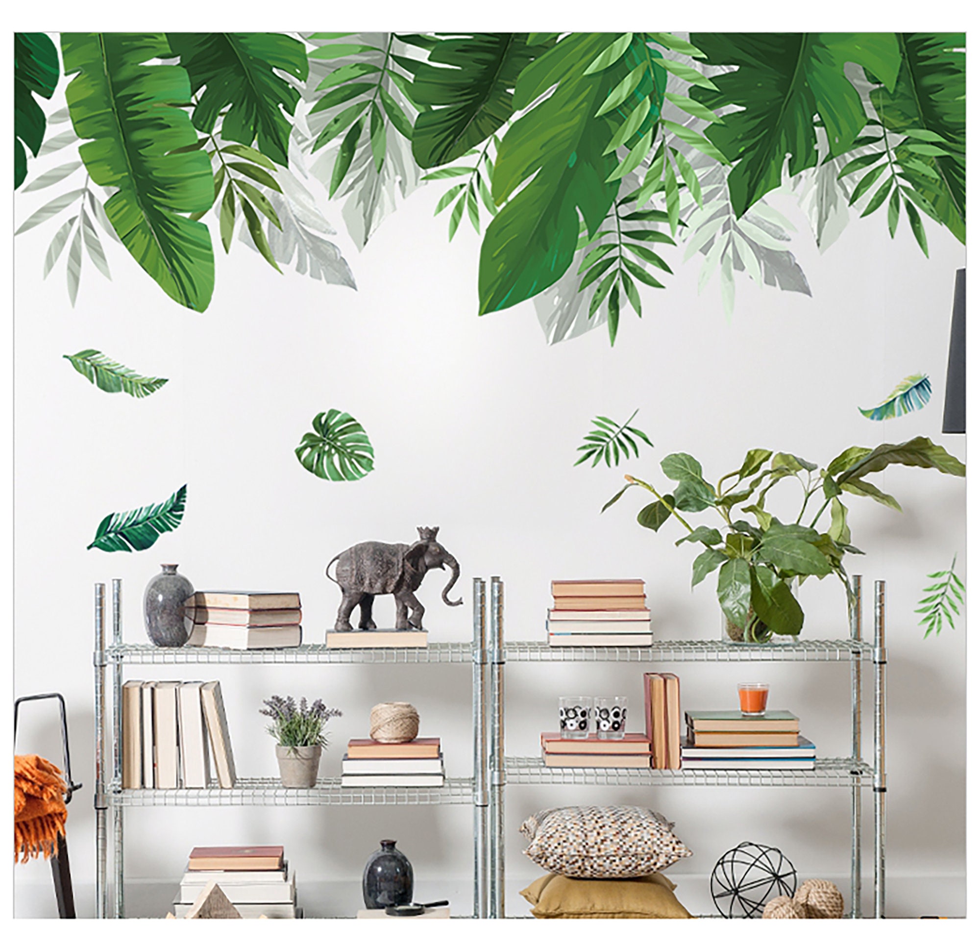 Tropical Plant Leaves Wall Stickers Can Remove Wall Paste Top - Etsy
