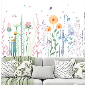 Wall Stickers Plant Flowers Fresh INS Kick Line Door Bedroom Porch Wall Decoration Sticker Flower Garden Wall Decals