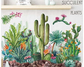 Green Tropical Plant Cactus Nursery Wall Decals Wall Sticker