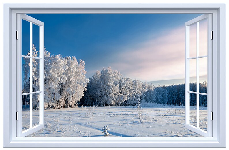 Snowy Forests Wall Decal 3D Window Wall Sticker Living Room Etsy