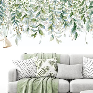Hanging Tropical Leaves and Green Plants Wall Sticker Wall Decal Home Decor