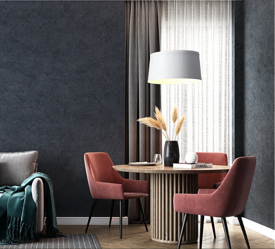 Plain Dark Navy Grey Wallpaper Simple Dark Navy Grey Etsy