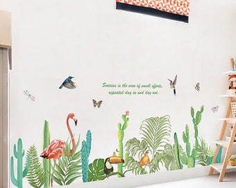 Tropical Green Plant Leaf Wall Sticker Home Wall Decoration Decals