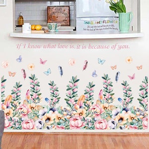 Wall Stickers Flowers Fresh INS Corner Line Door Bedroom Porch Wall Decoration Sticker Flower Garden Wall Decal