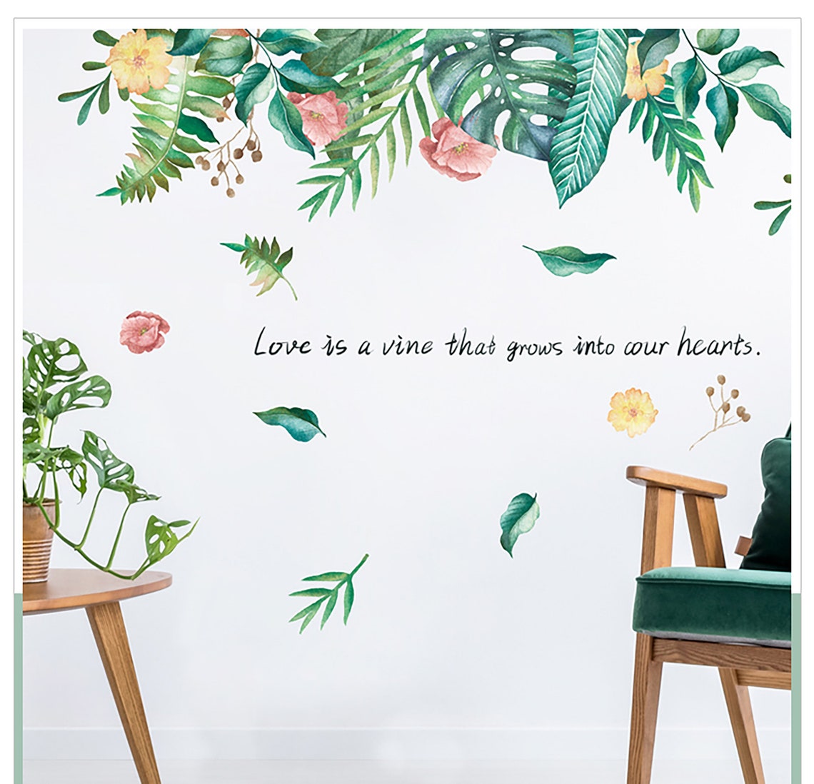 Secret Garden Wall Sticker Colorful Plants And Flowers Wall Etsy