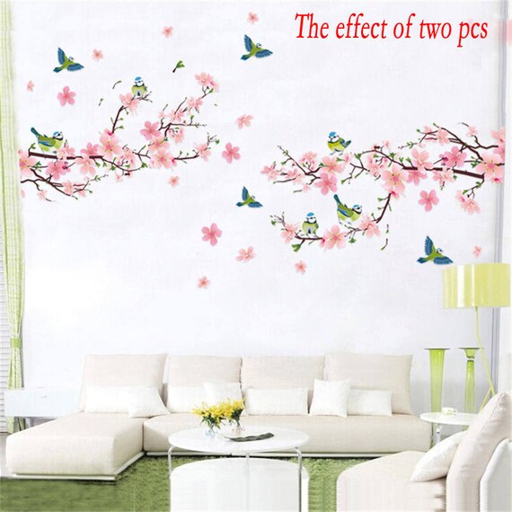 Pink Flower Blossom Tree Wall Decal For Kids Room Removable PVC