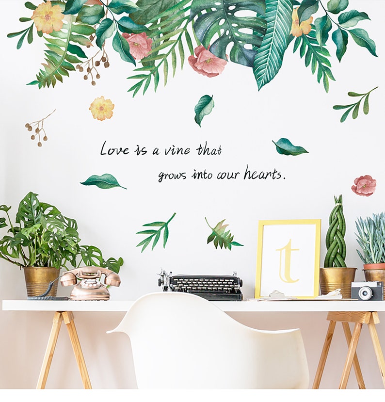 Secret Garden Wall Sticker Colorful Plants and Flowers Wall Etsy