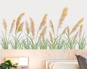 Fresh Plant, Reed Wall Sticker Room Wall Decoration Stickers Creative Wall Decal Living Room Bedroom Study Wall Decoration Wallpaper