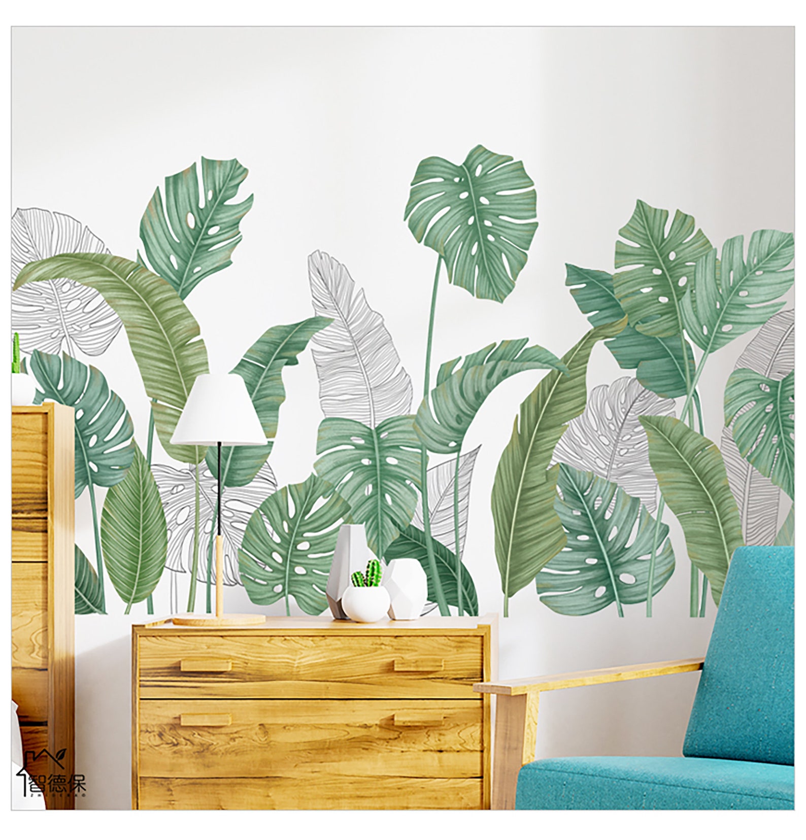 Green Plant With Banana Leaves Wall Stickers Wall Decal Nordic INS