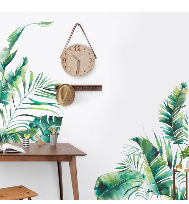 Tropical Plants Banana Leaves Plant Wall Sticker Wall Decal Glass Door ...
