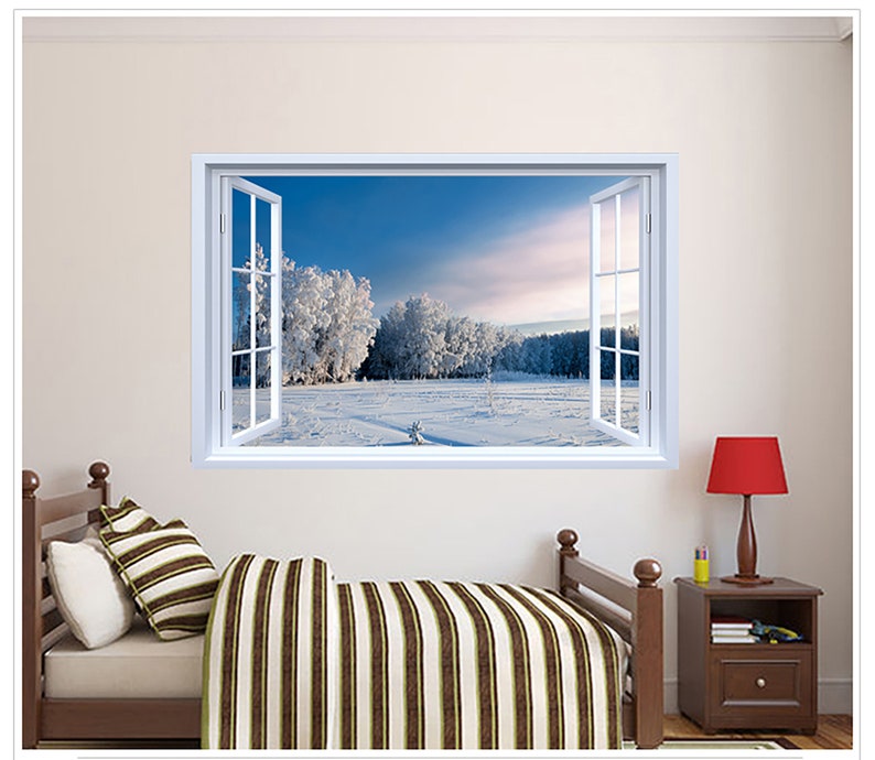Snowy Forests Wall Decal 3D Window Wall Sticker Living Room Etsy